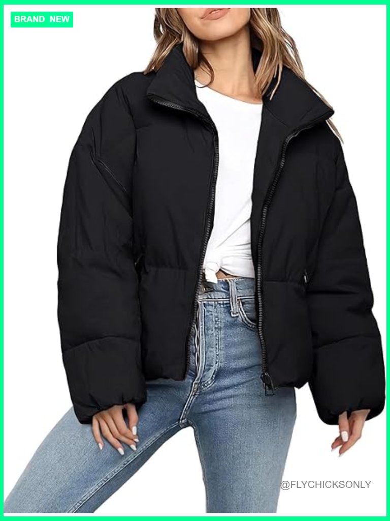 Polyester Puffer Jacket Quilted Lightweight Winter Coat Long Sleeve